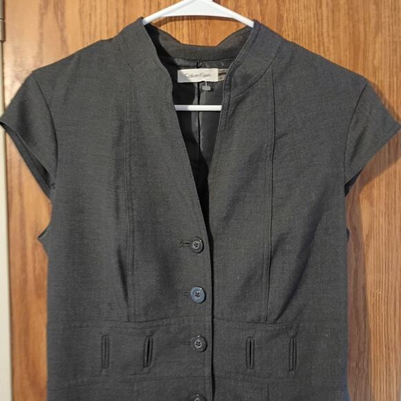 Calvin Klein Gray Cap Sleeve Sheath Dress 6 Tailored Work Office Chic Executive - Picture 4 of 12